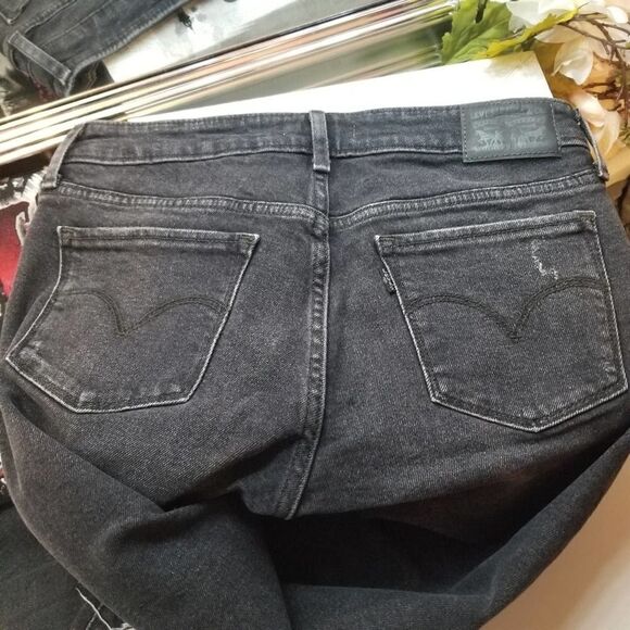 Levi's 711 Skinny Bandit Black Distressed Jeans - Picture 6 of 11